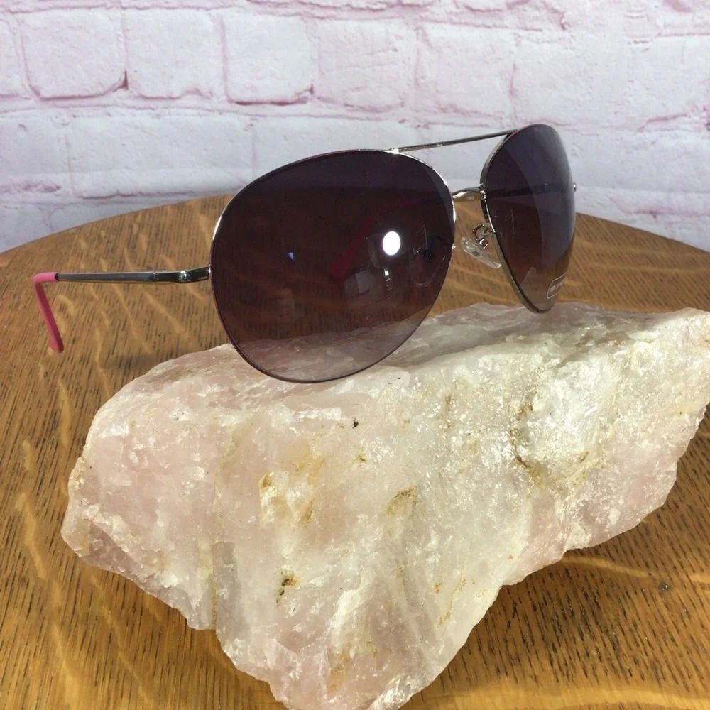 Silver Frame Pink Aviator Sunglasses